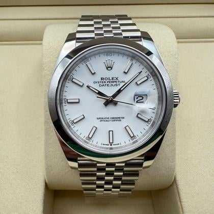 Rolex Datejust 41mm | Wit Wijzerplaat & Gladde Lunette | Jubilee | 126300