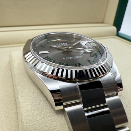 Rolex Datejust 41mm | Wimbledon Met Groene Romeinse Cijfers | 18K Witgoud Gekarteld Lunette | Oystersteel | 126334 - Image 5