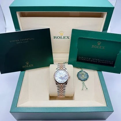 Rolex Datejust 31mm | Mother Of Pearl Met Diamanten | 18K Everose Goud Gekartelde Bezel | Jubilee | 278271 - Image 2