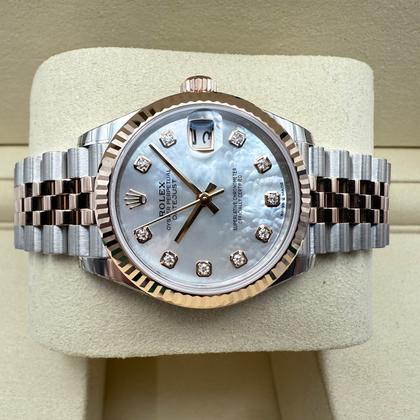 Rolex Datejust 31mm | Mother Of Pearl Met Diamanten | 18K Everose Goud Gekartelde Bezel | Jubilee | 278271 - Image 10