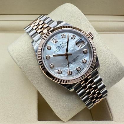 Rolex Datejust 31mm | Mother Of Pearl Met Diamanten | 18K Everose Goud Gekartelde Bezel | Jubilee | 278271 - Image 12