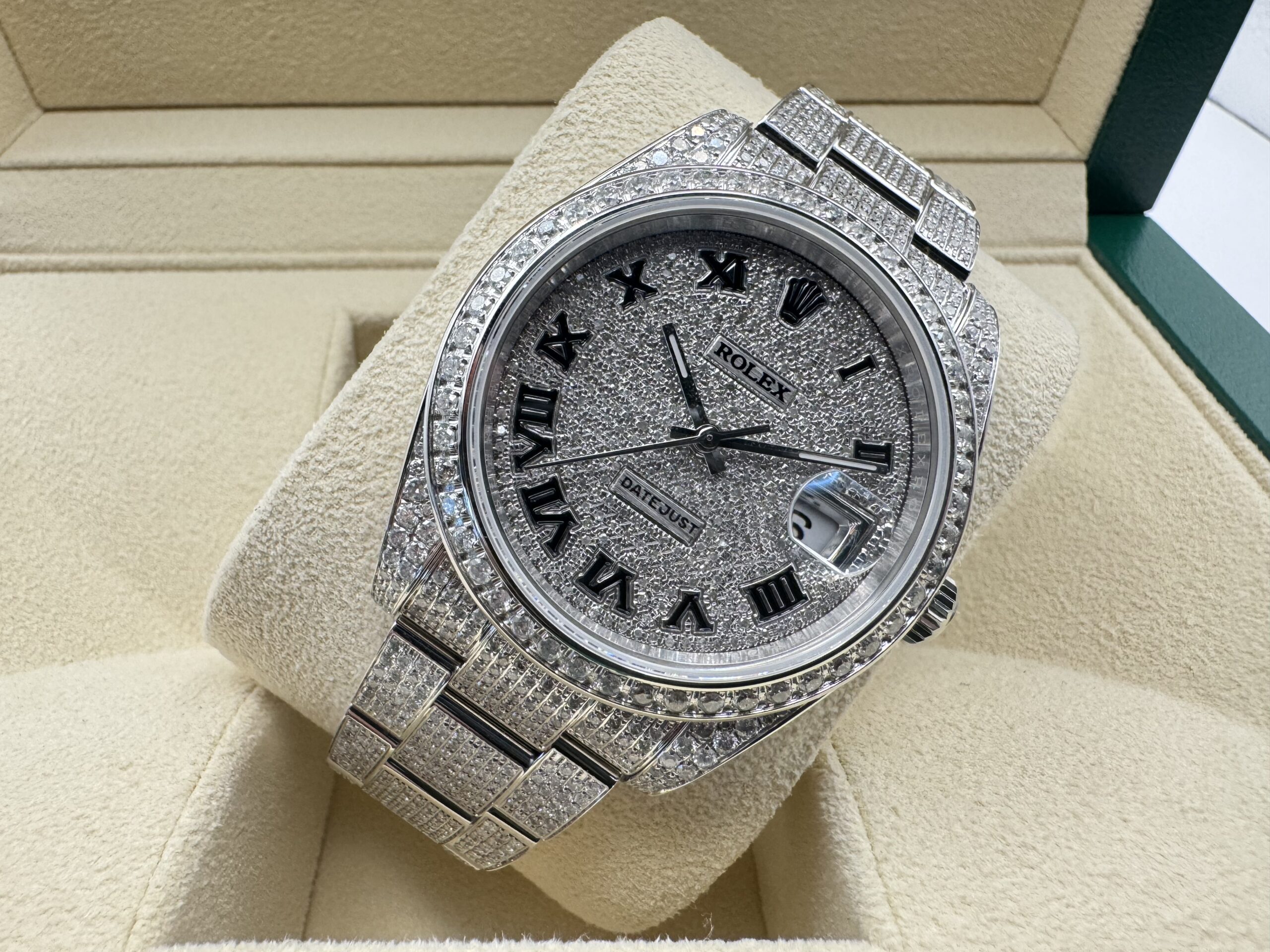 Rolex Datejust “ICED OUT” 36 mm | VOL ! 9.7ct Diamanten | Romeinse Wijzerplaat ( ROMAN) | Oyster band | 126300 - Image 12