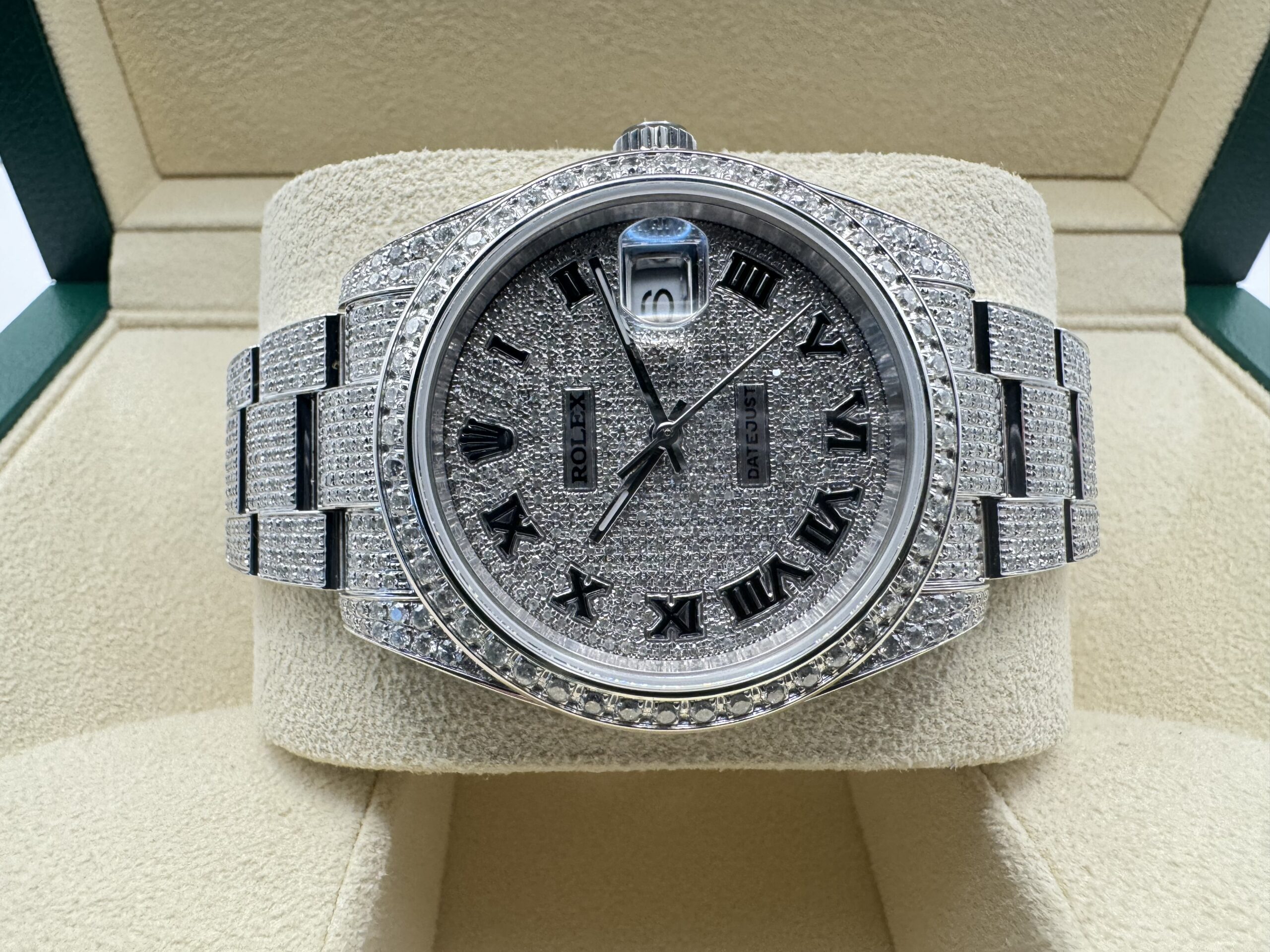 Rolex Datejust “ICED OUT” 36 mm | VOL ! 9.7ct Diamanten | Romeinse Wijzerplaat ( ROMAN) | Oyster band | 126300 - Image 3