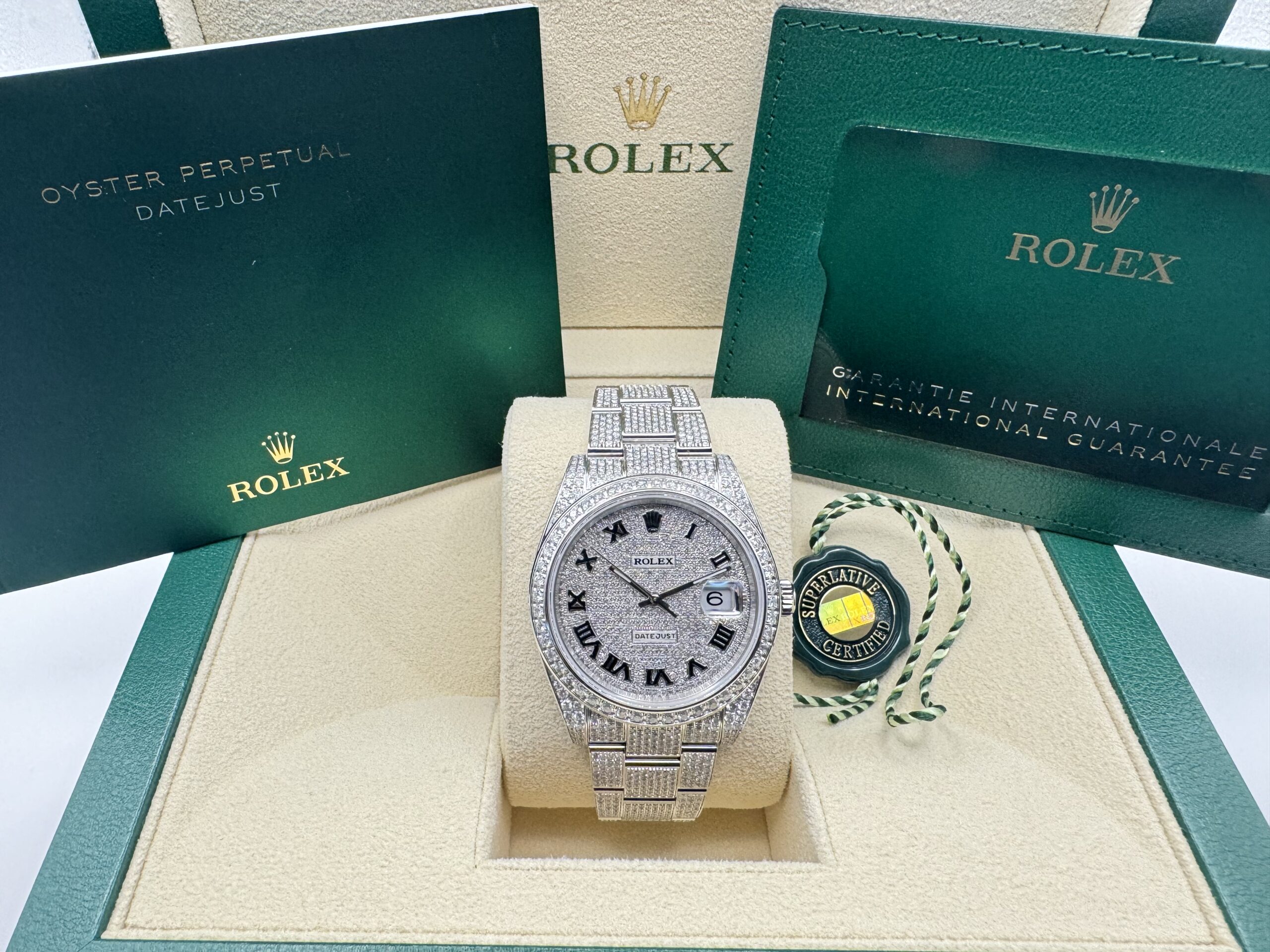Rolex Datejust “ICED OUT” 36 mm | VOL ! 9.7ct Diamanten | Romeinse Wijzerplaat ( ROMAN) | Oyster band | 126300 - Image 4