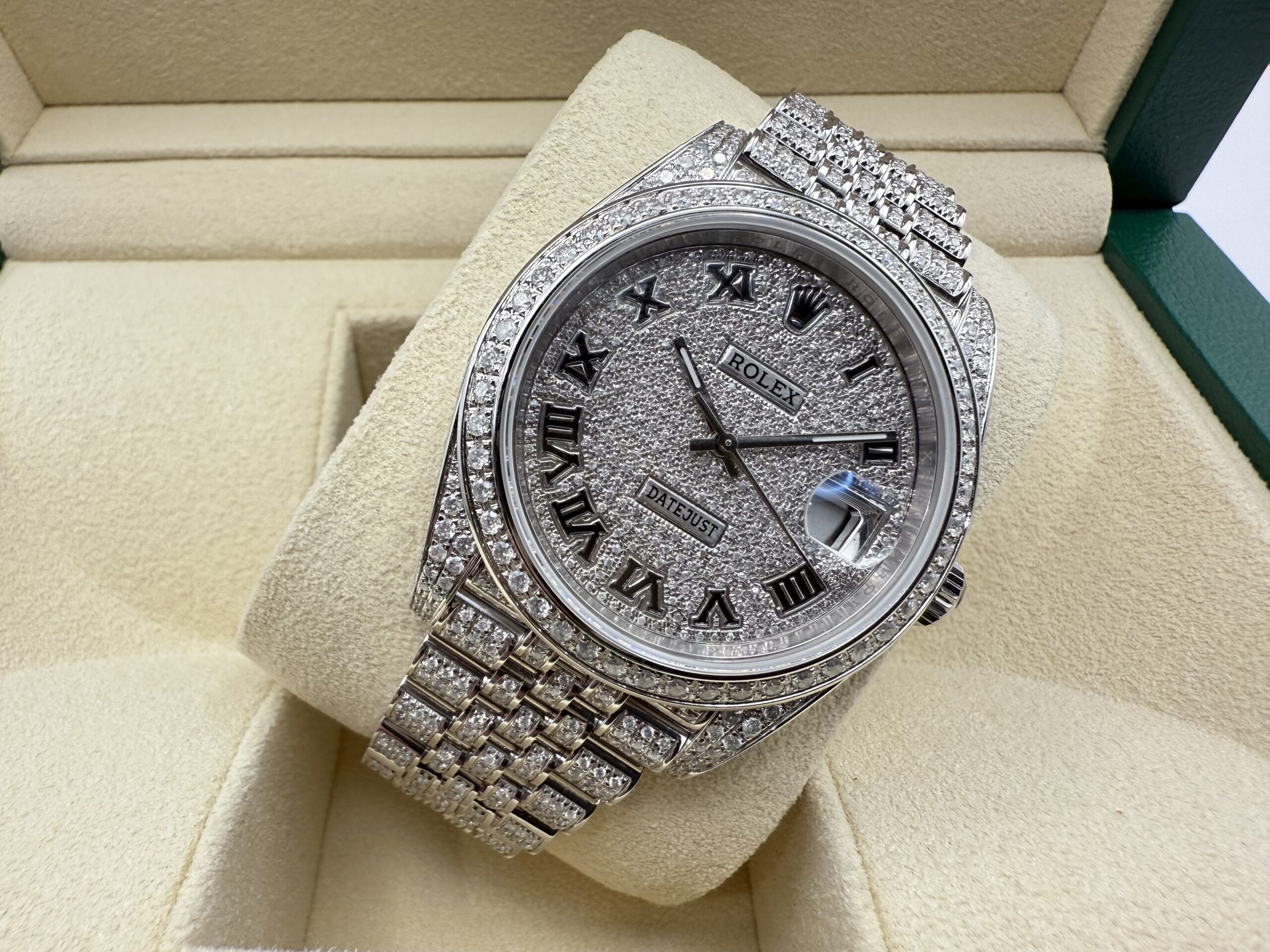 Rolex Datejust “ICED OUT” 41mm | VOL ! 9.7ct Diamanten | Romeinse Wijzerplaat (ROMAN) | Jubilee | 126300 - Image 12