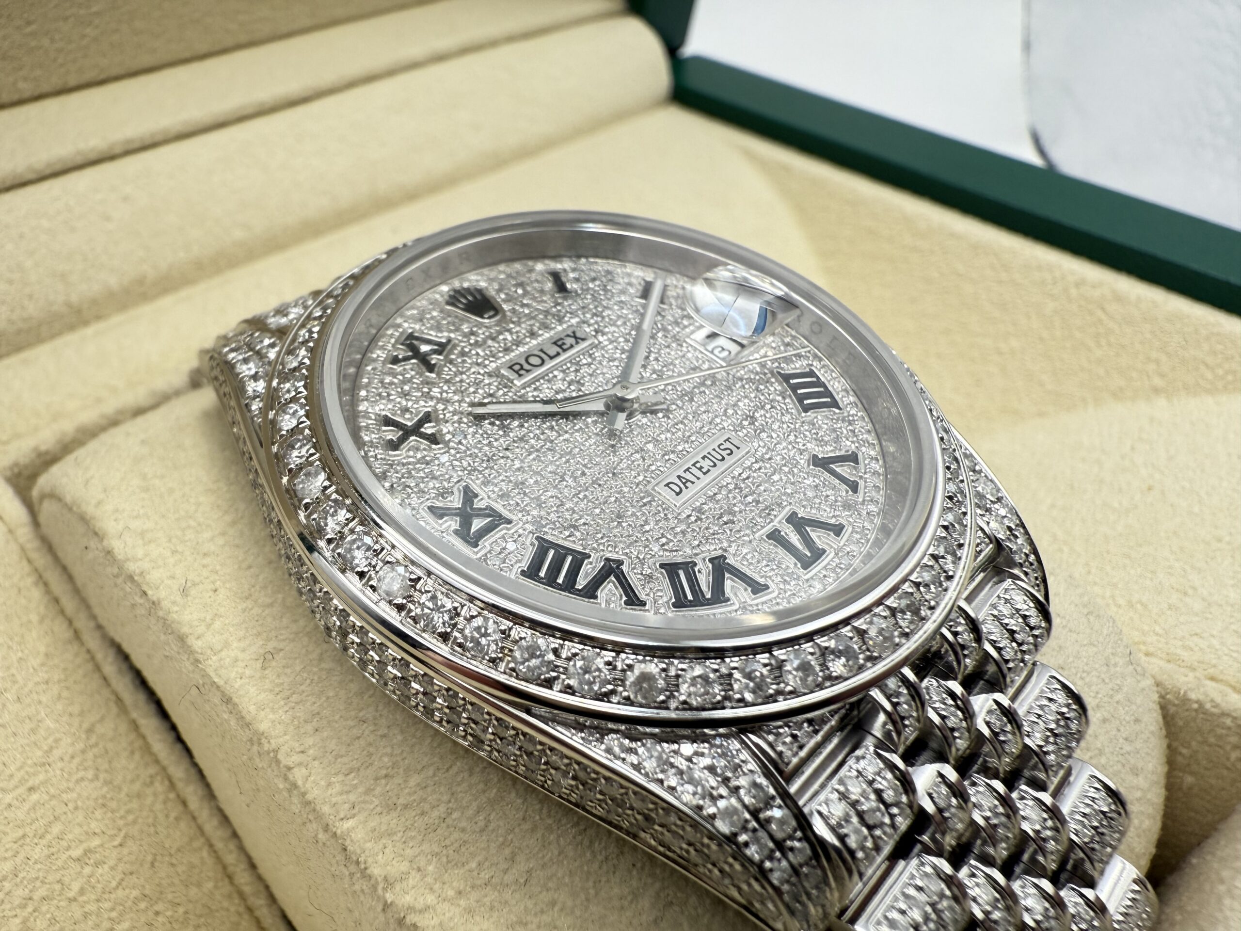 Rolex Datejust “ICED OUT” 41mm | VOL ! 9.7ct Diamanten | Romeinse Wijzerplaat (ROMAN) | Jubilee | 126300 - Image 7
