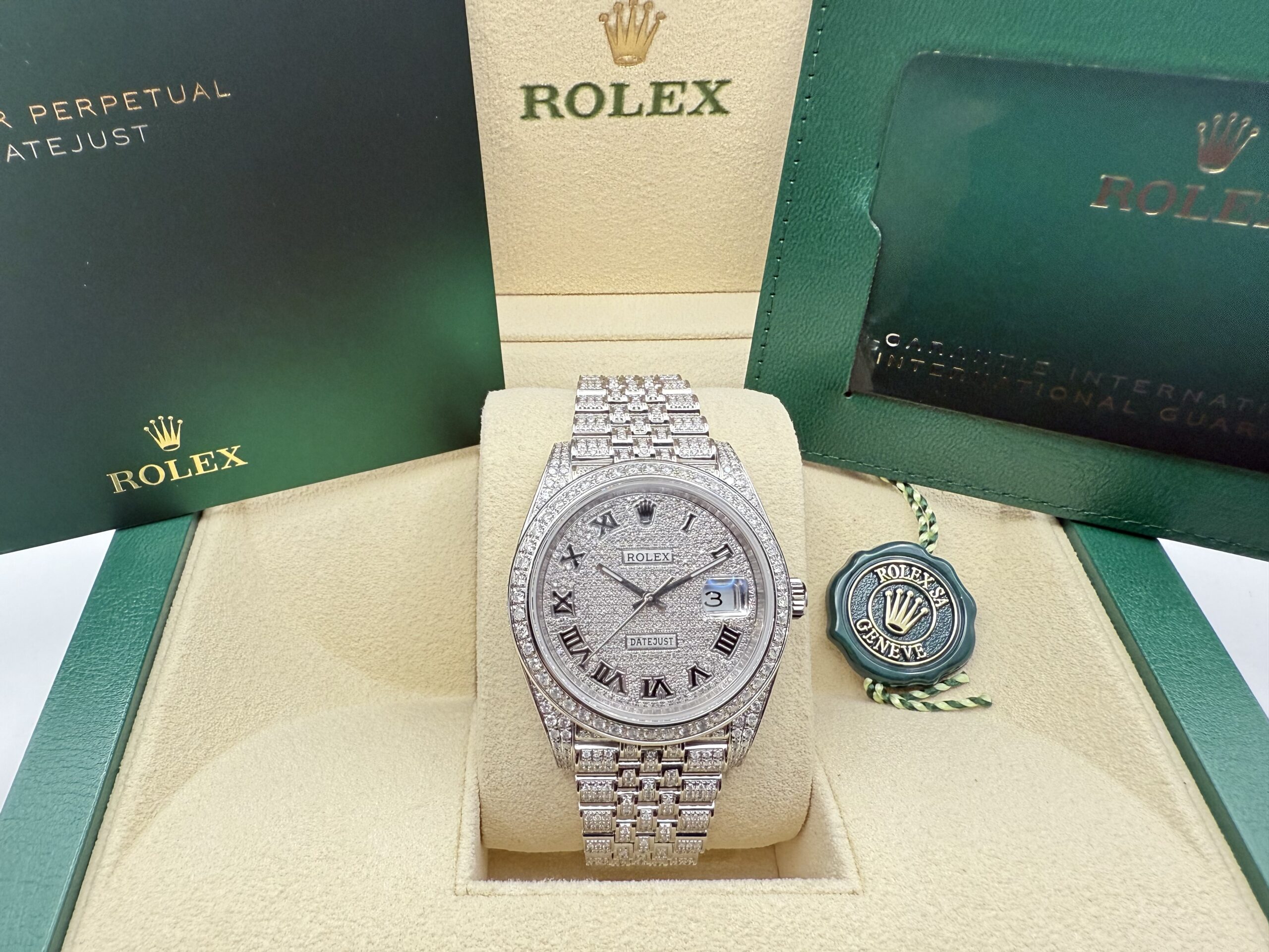 Rolex Datejust “ICED OUT” 41mm | VOL ! 9.7ct Diamanten | Romeinse Wijzerplaat (ROMAN) | Jubilee | 126300 - Image 6