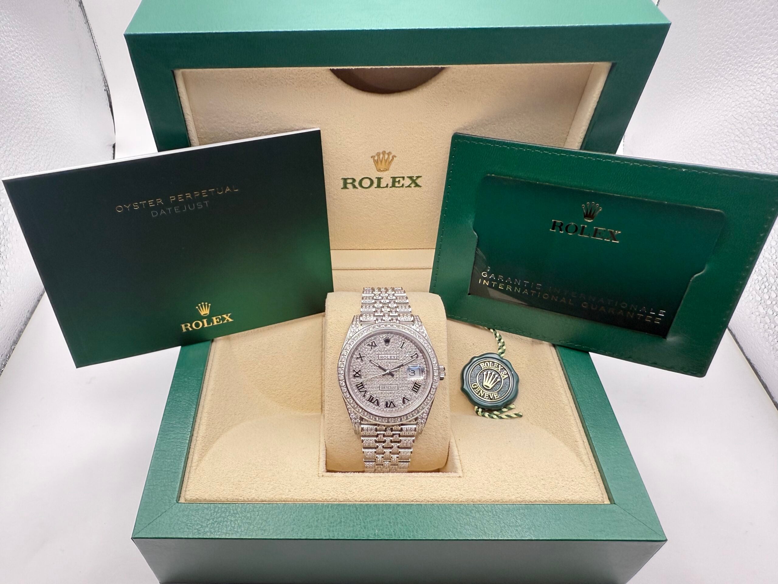 Rolex Datejust “ICED OUT” 41mm | VOL ! 9.7ct Diamanten | Romeinse Wijzerplaat (ROMAN) | Jubilee | 126300 - Image 5