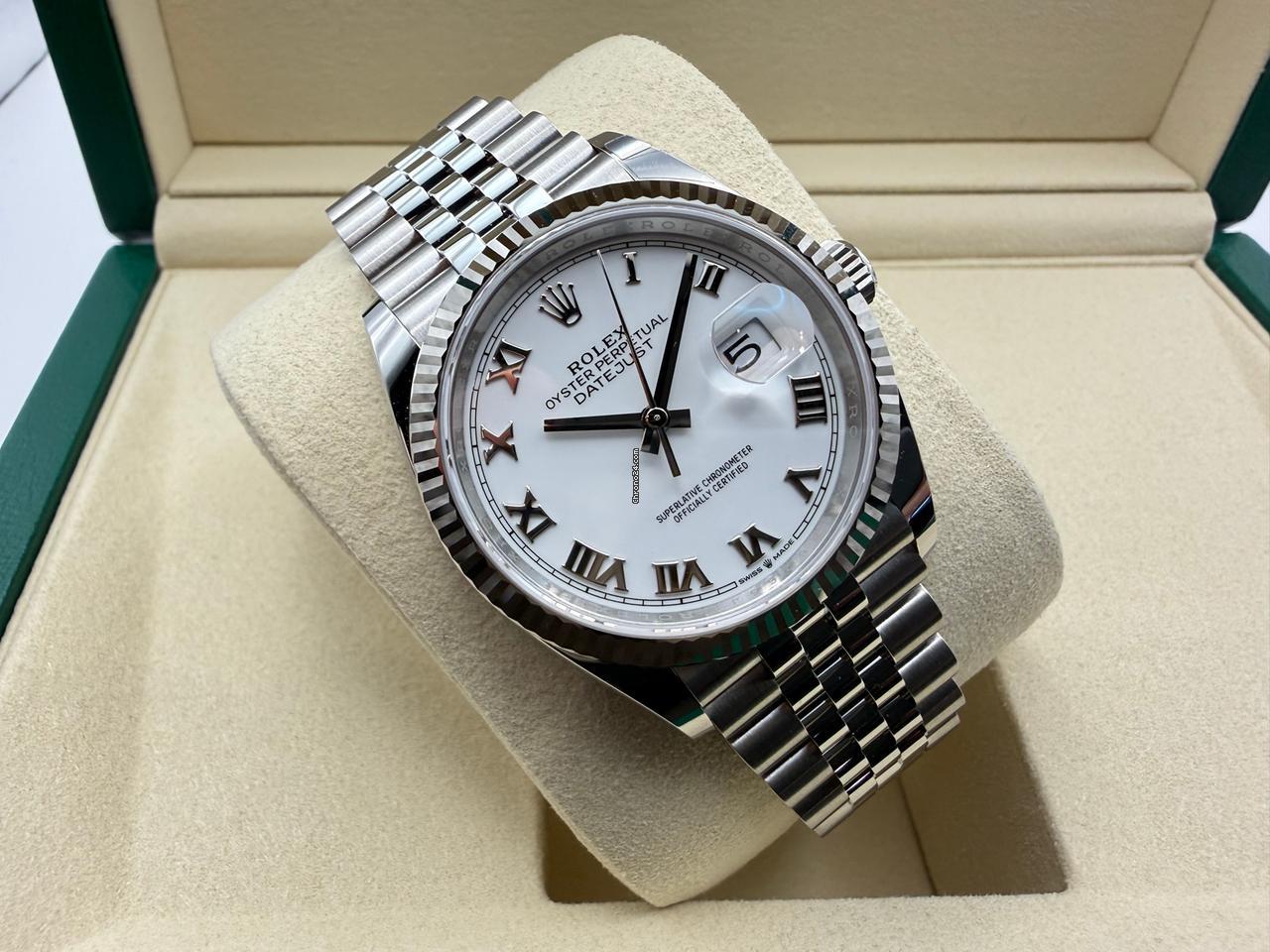 Rolex Datejust 36mm | Witte Wijzerplaat | Romeinse Index |18K Witgoud | Gekartelde Lunette | Jubilee | 126234 - Image 12