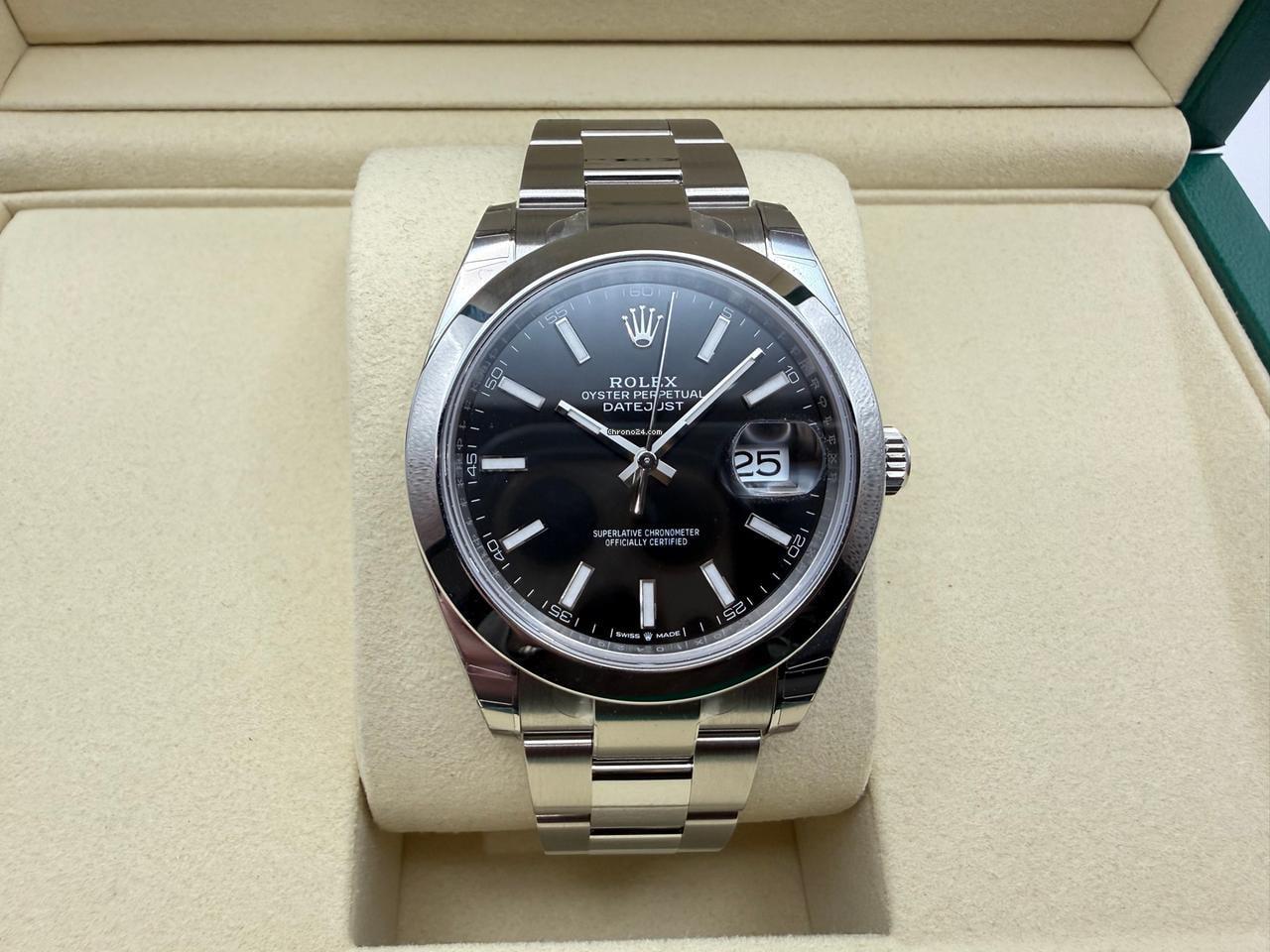 Rolex Datejust 41mm | Zwarte Wijzerplaat | Gladde Lunette | Oyster | 126300