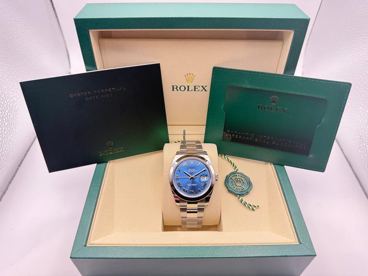 Rolex Datejust 41mm | Azzurro Blue Wijzerplaat | Romeinse Index | Gladde Lunette | Oysterband | 126300 - Image 5
